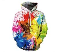 FANSU Sweat à Capuche 3D Coloré Pigment Impression Hoodie pour Homme Femme,Sweatshirts Unisexe Casual Créatif Manches Longues Pullover Automne Hiver Tops (S/M,Encre Splash)