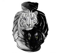 FANSU Sweat à Capuche 3D Lion Tiger de Mode Créatif Impression Hoodie pour Homme Femme,Sweatshirts Unisexe Casual Manches Longues Pullover Automne Hiver Tops (XXL/XXXL,Lion de Tai Chi)