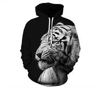 FANSU Sweat à Capuche 3D Lion Tiger de Mode Créatif Impression Hoodie pour Homme Femme,Sweatshirts Unisexe Casual Manches Longues Pullover Automne Hiver Tops (XXL/XXXL,Tigre Blanc 1)
