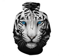 FANSU Sweat à Capuche 3D Lion Tiger de Mode Créatif Impression Hoodie pour Homme Femme,Sweatshirts Unisexe Casual Manches Longues Pullover Automne Hiver Tops (XXL/XXXL,Tigre Blanc 2)