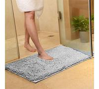 FANSU Tapis de Bain Chenille, Tapis de Bain Antidérapant en Chenille Doux pour Salle de Bain Doux et Absorbant pour Douche Microfibre Dérapant pour la Chambre à Coucher (40x60,Cendre d'argent)