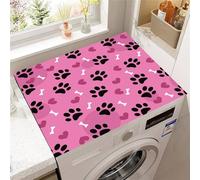 FANSU Tapis de Protection Antidérapant pour Dessus de Machine à Laver, Housse de Protection Machine à Laver Antidérapant Séchage Rapide Absorbant Imprimé Patte de Chien (Rose rouge,30x40cm)