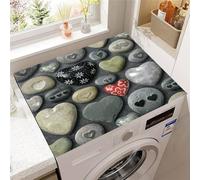 FANSU Tapis de Protection Antidérapant pour Dessus de Machine à Laver, Housse de Protection Machine à Laver Antidérapant Séchage Rapide Absorbant Imprimé Galets 3D (Cœur d'amour,40x50cm)