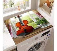 FANSU Tapis de Protection Antidérapant pour Dessus de Machine à Laver, Housse de Protection Machine à Laver Antidérapant Séchage Rapide Absorbant Imprimé Violon 3D (Violon 1,50x50cm)