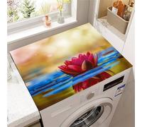 FANSU Tapis de Protection Antidérapant pour Dessus de Machine à Laver, Housse de Protection Machine à Laver Antidérapant Absorbant Imprimé Fleur de Lotus 3D (Rose rouge,30x40cm)