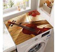 FANSU Tapis de Protection Antidérapant pour Dessus de Machine à Laver, Housse de Protection Machine à Laver Antidérapant Séchage Rapide Absorbant Imprimé Violon 3D (Partition,40x50cm)