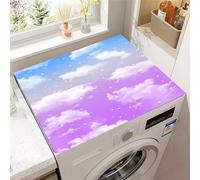 FANSU Tapis de Protection Antidérapant pour Dessus de Machine à Laver, Housse de Protection Machine à Laver Antidérapant Séchage Rapide Absorbant Imprimé Nuages 3D (Bleu et violet,30x40cm)