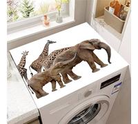 FANSU Tapis de Protection Antidérapant pour Dessus de Machine à Laver, Housse de Protection Machine à Laver Antidérapant Séchage Rapide Absorbant Imprimé Éléphant 3D (Girafe,40x50cm)