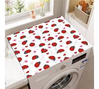 FANSU Tapis de Protection Antidérapant pour Dessus de Machine à Laver,Housse de Protection Machine à Laver Antidérapant Séchage Rapide Imprimé Coccinelle 3D pour Cuisine (Fleur rose,40x50cm)