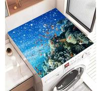 FANSU Tapis de Protection Antidérapant pour Dessus de Machine à Laver,Motif Animal Marin 3D Housse de Protection Machine à Laver Antidérapant Séchage Rapide Absorbant (Poisson orange,50x50cm)