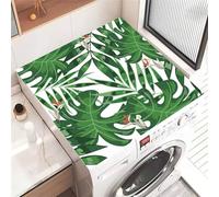 FANSU Tapis de Protection Antidérapant pour Dessus de Machine à Laver, Motif Feuille Verte 3D Housse de Protection Machine à Laver Séchage Rapide Absorbant (Plante tropicale,40x50cm)