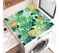 FANSU Tapis de Protection Antidérapant pour Dessus de Machine à Laver, Motif Feuille Verte 3D Housse de Protection Machine à Laver Séchage Rapide Absorbant (Fleur jaune,60x60cm)