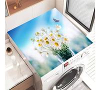 FANSU Tapis de Protection Antidérapant pour Dessus de Machine à Laver, Motif Marguerite 3D Housse de Protection Machine à Laver Antidérapant Séchage Rapide Absorbant (Marguerite,40x50cm)