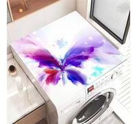 FANSU Tapis de Protection Antidérapant pour Dessus de Machine à Laver, Motif Papillon 3D Housse de Protection Machine à Laver Antidérapant Séchage Rapide Absorbant (Papillon violet,40x50cm)