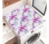 FANSU Tapis de Protection Antidérapant pour Dessus de Machine à Laver, Style Tie Dye Housse de Protection Machine à Laver Antidérapant Séchage Rapide Absorbant (Bleu + Violet,60x60cm)