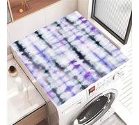 FANSU Tapis de Protection Antidérapant pour Dessus de Machine à Laver, Style Tie Dye Housse de Protection Machine à Laver Antidérapant Séchage Rapide Absorbant (Violet + Noir,60x60cm)