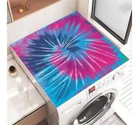 FANSU Tapis de Protection Antidérapant pour Dessus de Machine à Laver, Style Tie Dye Housse de Protection Machine à Laver Antidérapant Séchage Rapide Absorbant (Rose Rouge + Bleu,50x60cm)