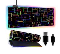 FANSU Tapis de Souris Gaming RGB XXL, 3D Espace Impression Antidérapante Grand sous Main Bureau, 14 Effets d'éclairage LED, pour Clavier et Souris, Mouse Pad pour PC Gamer (Multicolore,800x400x4mm)