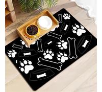FANSU Tapis pour Gamelle Chien Absorbant Antidérapant Rectangulaire, Tapis Gamelle Chat Diatomite Séchage Rapide Antidérapant, Chien Accessoires Lavable pour Bols à Nourriture (Noir 2,60x90cm)