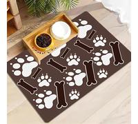 FANSU Tapis pour Gamelle Chien Absorbant Antidérapant Rectangulaire, Tapis Gamelle Chat Diatomite Séchage Rapide Antidérapant, Chien Accessoires Lavable pour Bols à Nourriture (Marron 3,30x40cm)