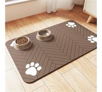 FANSU Tapis pour Gamelle Chien Absorbant Antidérapant, Simplicité Tapis Gamelle Chat Diatomite Séchage Rapide, Chien Accessoires Lavable Antidérapant pour Bols à Nourriture (Café,50x80cm)