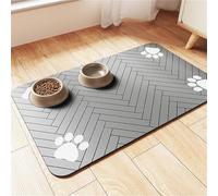 FANSU Tapis pour Gamelle Chien Absorbant Antidérapant, Simplicité Tapis Gamelle Chat Diatomite Séchage Rapide, Chien Accessoires Lavable Antidérapant pour Bols à Nourriture (Gris Clair,30x40cm)