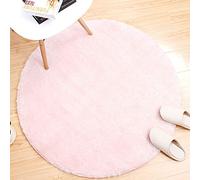 FANSU Tapis Rond Chambre à Coucher Salon Paillasson d'Entrée Décorent Tapis en Peluche Interieur Anti Slip Absorbant Antidérapant Lavable (60cm,Rose Cerisier)