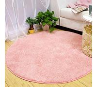 FANSU Tapis Rond Interieur Chambre à Coucher Salon Paillasson d'Entrée Décorent, Tapis en Peluche Courte Anti Slip Absorbant Antidérapant Lavable (100cm,Rose)
