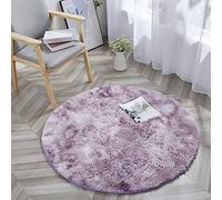 FANSU Tapis Rond Interieur Chambre à Coucher Salon Paillasson d'Entrée Décorent, Tapis en Peluche Tie Teinture Anti Slip Absorbant Antidérapant Lavable (120cm,Dégradé Rose)