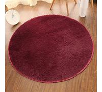 FANSU Tapis Salon Shaggy Design Moderne Poils Longs Ronde Couleur Unie, Interieur Antidérapant Ultra Doux Descente de lit Grande Taille Tapis pour Salon Chambre Canapé Natte (Rouge Bordeaux,80cm)