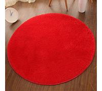 FANSU Tapis Salon Shaggy Design Moderne Poils Longs Ronde Couleur Unie, Interieur Antidérapant Ultra Doux Descente de lit Grande Taille Tapis pour Salon Chambre Canapé Natte (Rouge,120cm)