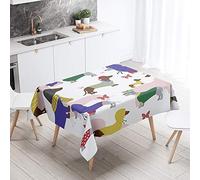 FANSU Teckel 3D Style Rectangulaire Nappe de Table, Anti Tache Imperméable Résistant Lavable pour Salle à Manger/Jardin/Extérieur Intérieur (Mode,140x240cm)
