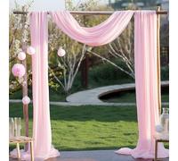 FANSU Tenture Arche Mariage, Rideau en Tulle Mariage Voilage Tenture Mariage Draperie Arche Mariage Rideaux en Mousseline pour Réception Toile de Fond (2.4x19.6ft/75x600cm,Rose)