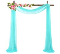 FANSU Tenture Arche Mariage, Rideau en Tulle Mariage Voilage Tenture Mariage Draperie Arche Mariage Rideaux en Mousseline pour Réception Toile de Fond (2.4x19.6ft/75x600cm,Bleu Ciel)