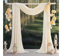 FANSU Tenture Arche Mariage, Rideau en Tulle Mariage Voilage Tenture Mariage Draperie Arche Mariage Rideaux en Mousseline pour Réception Toile de Fond (2.4x19.6ft/75x600cm,Blanc crème)