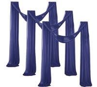 FANSU Tenture Arche Mariage Tenture Mariage Voilage Lot de 3 Arche Tenture Tulle Mariage, Arche de Mariage Voilage Tenture pour Deco Mariage, Salon, Cérémonie, Fête (Bleu Marine,75x300cm)