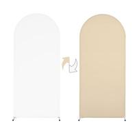 FANSU Toile de Fond Ronde en Forme d'Arche, Réversible Arche Mariage Couverture, Housse de Toile de Fond pour Décoration de Mariage, Cérémonie, Fête d'anniversaire (4FT (120x50cm),Blanc-Beige)