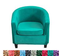 FANSU Velvet Housse de Fauteuil Cabriolet Chesterfield Extensible, Couleur Unie Couverture de Fauteuil Antidérapant, Tub Chair Housse de Canapé avec Housse de Coussin (Turquoise,1 pièces)