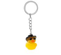 FANSWAN Porte-clés en forme de canard avec chapeau fait à la main - Pendentif en forme de canard jaune - Pendentif accrocheur pour femmes et enfants, noir, Pendant 1
