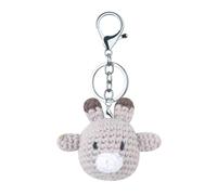 FANSWAN Porte-clés en forme de tête d'animal crochetée en crochet pour sac à dos en fibres acryliques pour anniversaire, fête de Noël, W45