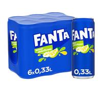 Fanta Citron et fleur de sureau - Mélange de citron et de fleur de sureau d'été - avec saveur intense de fruits - Boisson gazeuse pétillante dans des boîtes jetables (6 x 330 ml)