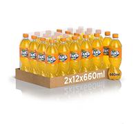 Fanta Original Saveur d'orange - 24 bouteilles de 660 ml avec jus d'orange italien, sans conservateurs ajoutés, bouteille PET 100 % recyclable, goût rafraîchissant, boisson alcoolisée pétillante