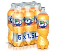 Fanta Sans sucre ajouté - 6 bouteilles de 1,5 l, avec jus d'orange italien, sans ajout de conservateurs, bouteille PET 100 % recyclable, goût rafraîchissant, boisson alcoolisée pétillante
