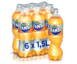 Fanta Sans sucre ajouté - 6 bouteilles de 1,5 L, avec jus d'oranges italiennes, sans ajout de conservateurs, bouteille PET 100% recyclable, goût rafraîchissant, boisson non alcoolisée pétillante