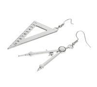 Fantaisie Argenté Alliage pour Femme, Présent Anniversaire | Style Rétro, Paire Créative, Pendentif Triangle Règle Ciseaux, Usage Fête des Amoureux et Anniversaire