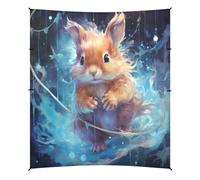 Fantaisie Bleu Aquarelle éCureuil Tente de Plage Abri Solaire pour Camping,Installation Facile,Portable avec Sacs de Sable pour Pêche Pique-Nique Plein Air