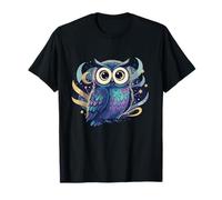 Fantaisie Cosmique d'un Hibou Bleu sous Un Ciel étoilé T-Shirt