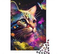 Fantaisie de Chat coloré Puzzle À 1000 Morceaux Papier Épais Puzzle Familial Parents-Enfants Activité Lien Familial Heures Divertissement Garanties 52x38cm/1000pcs