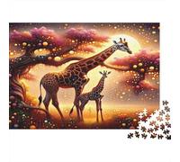 Fantaisie de Famille Giraffe 1000 Pièces Carton Épais Puzzle Premium Collecteurs Décompression Défiant Décoration Murale Idée Cadeau 38x26cm/1000pcs
