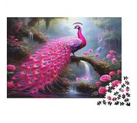 Fantaisie de Paon Rose 1000 Pièces Papier Écologique Jeu De Puzzle Senior Jigsaw Enthusiastes Formation De Concentration Décoration Murale 52x38cm/1000pcs